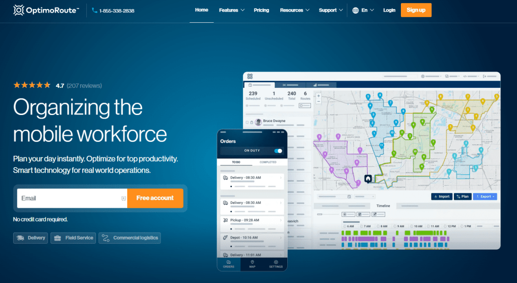 OptimoRoute homepage