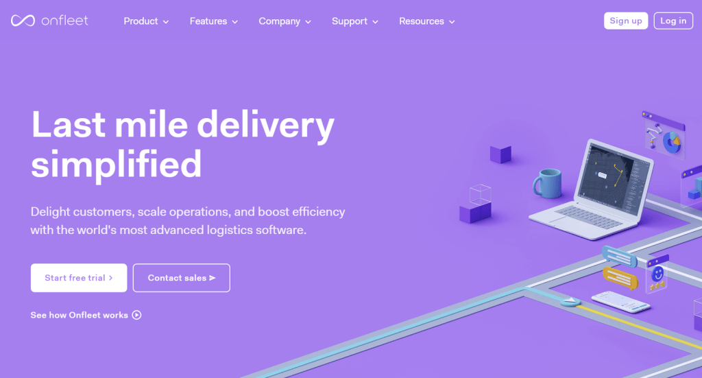OnFleet homepage