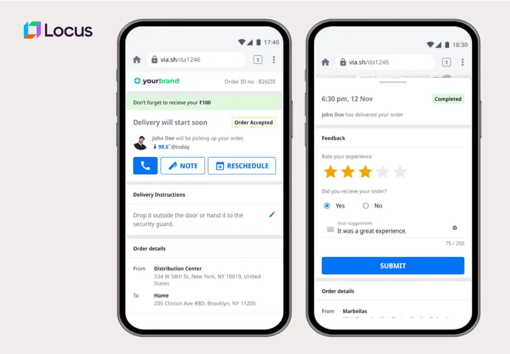 Safe doorstep delivery setup with packages left outside for photo proof and customer confirmation.