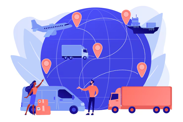 Screenshot of the homepage of a global logistics and supply chain illustration
